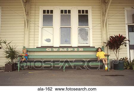 Children Sitting on Bench on Verandah Australia View Large Photo Image Stock Image - Children Sitting on Bench on Verandah Australia. Fotosearch