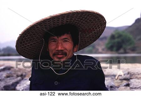 Chinese Peasant Farmer with Straw Hat China View Large Photo Image Stock Image - Chinese Peasant Farmer with Straw Hat China. Fotosearch