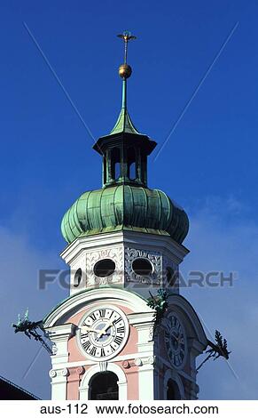 Clock and Dome of Baroque Church Innsbruck Austria View Large Photo Image Stock Image - Clock and Dome of Baroque Church Innsbruck Austria. Fotosearch