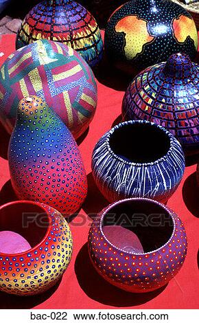 Stock Image - Colourful Pots Zimbabwe. Fotosearch