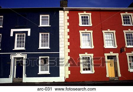 Colourful Terrace Houses Aberiron Wales UK View Large Photo Image Stock Image - Colourful Terrace Houses Aberiron Wales UK. Fotosearch