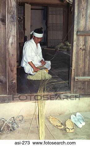 Craftsman Working on Reeds Seoul Korea Asia View Large Photo Image Stock Image - Craftsman Working on Reeds Seoul Korea Asia. Fotosearch
