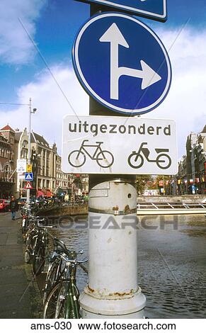 Cycle Path Sign and Arrows Amsterdam Holland View Large Photo Image Stock Image - Cycle Path Sign and Arrows Amsterdam Holland. Fotosearch