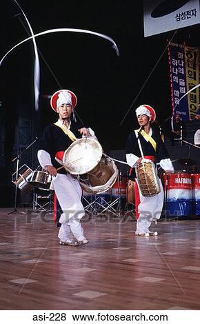Drummers in Traditional Costume Taejon Korea Asia View Large Photo Image Stock Photo - Drummers in Traditional Costume Taejon Korea Asia. Fotosearch