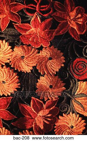 Stock Photo - Embroidered Flowers in Cloth Thailand. Fotosearch