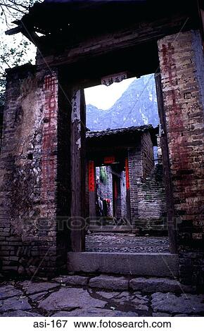 Stock Photo - Entrance Doorway to Farm Steps Yangsho China. Fotosearch