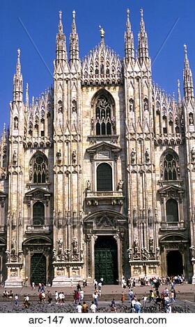 Facade of Duomo Cathedral Milan Italy View Large Photo Image Stock Photo - Facade of Duomo Cathedral Milan Italy. Fotosearch