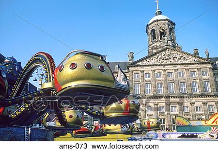 Fairground Ride and Palace Dam Square Amsterdam View Large Photo Image Stock Image - Fairground Ride and Palace Dam Square Amsterdam. Fotosearch