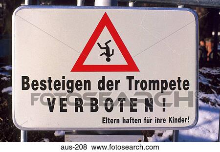 Fall Warning Sign in German View Large Photo Image Stock Photo - Fall Warning Sign in German. Fotosearch