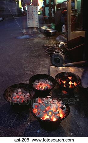 Hot Coals Seoul Korea Asia View Large Photo Image Stock Photo - Hot Coals Seoul Korea Asia. Fotosearch