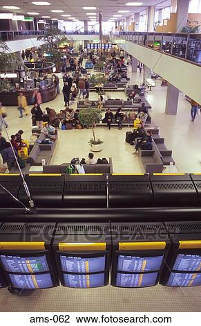 Stock Image - Inside Schipol Airport Terminal Amsterdam Holland. Fotosearch
