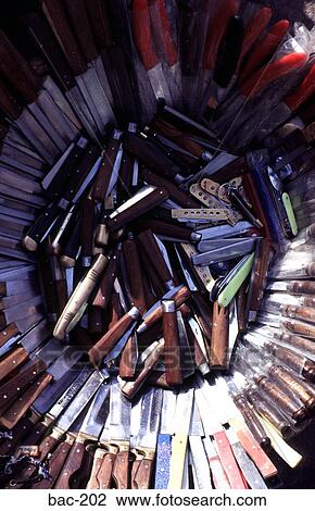 Stock Image - Knives display in Lahore Pakistan. Fotosearch