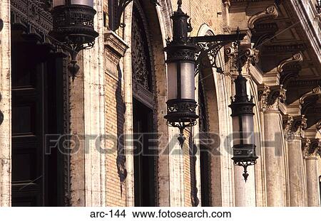 Lamps and Arches in Victorian Building Rome Italy View Large Photo Image Picture - Lamps and Arches in Victorian Building Rome Italy. Fotosearch
