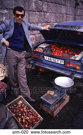 Man Selling Fruit and Veg From Boot of Car Armenia View Large Photo Image Stock Image - Man Selling Fruit and Veg From Boot of Car Armenia. Fotosearch
