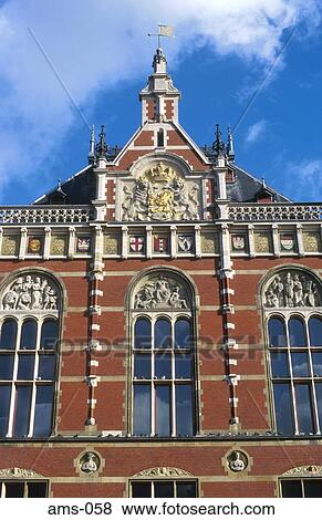 Mock Renaissance Facade of Central Station Amsterdam View Large Photo Image Stock Photo - Mock Renaissance Facade of Central Station Amsterdam. Fotosearch