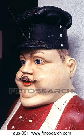 Stock Image - Model of Plump Chef used as an Advertisement Austria. Fotosearch