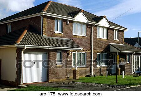 Modern Semi-detached House United Kingdom View Large Photo Image Stock Photography - Modern Semi-detached House United Kingdom. Fotosearch