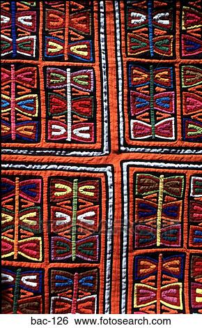 Stock Photograph - Mola Pattern Colourful Cloth. Fotosearch