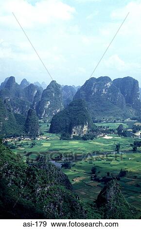 Stock Photo - Mountain Views Gulin China. Fotosearch