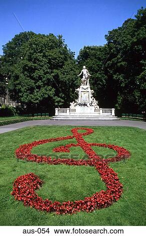 Mozart Statue and Treble Clef Flower Bed Austria View Large Photo Image Picture - Mozart Statue and Treble Clef Flower Bed Austria. Fotosearch