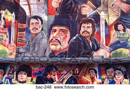 Stock Photo - Mural of Cinema Stars Pakistan. Fotosearch