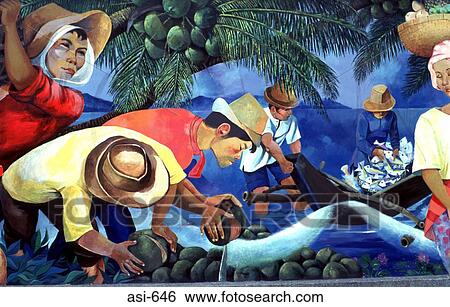 Stock Photograph - Mural of Farmworkers The Philippines Asia. Fotosearch