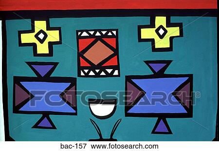 Stock Photo - Ndebele Colourful Graphic Mural. Fotosearch