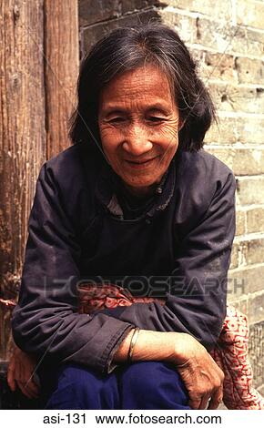 Stock Image - Old Chinese Woman Smiling. Fotosearch