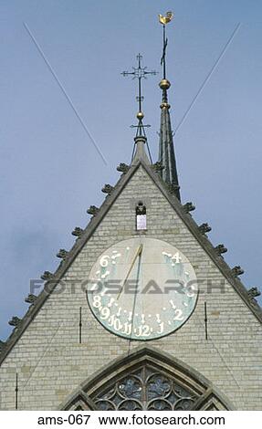 Old Rooftop with Sundial Amsterdam Holland View Large Photo Image Stock Photo - Old Rooftop with Sundial Amsterdam Holland. Fotosearch