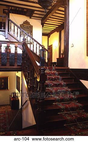 Old Wooden Staircase in an English House View Large Photo Image Picture - Old Wooden Staircase in an English House. Fotosearch