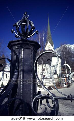 Stock Photo - Ornate Black Iron Fountain Scheffau Austria. Fotosearch