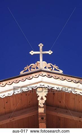 Ornate Wooden Cross on Rooftop Austria View Large Photo Image Stock Photo - Ornate Wooden Cross on Rooftop Austria. Fotosearch