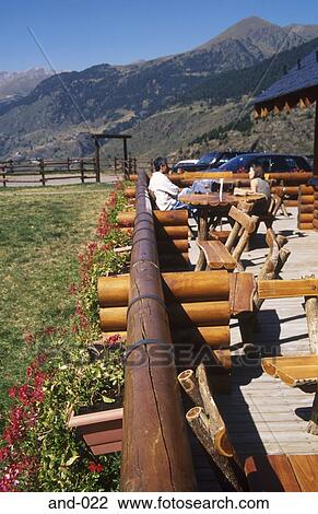 Stock Image - Outdoor Restaurant Soldeu Andorra. Fotosearch