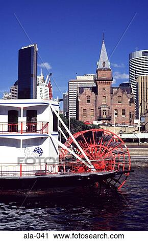 Stock Image - Paddle Steamer at Cambels Cover Sydney Australia. Fotosearch