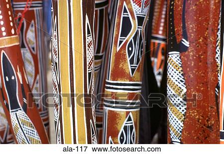 Painted didgeridoos at Eumundi Market Australia View Large Photo Image Stock Photo - Painted didgeridoos at Eumundi Market Australia. Fotosearch
