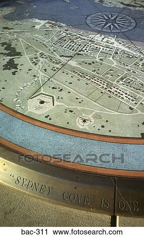 Stock Image - Painted Map of Sydney Australia. Fotosearch