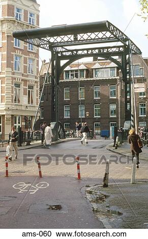 Pedestrians Crossing Bascule Bridge Amsterdam View Large Photo Image Stock Image - Pedestrians Crossing Bascule Bridge Amsterdam. Fotosearch