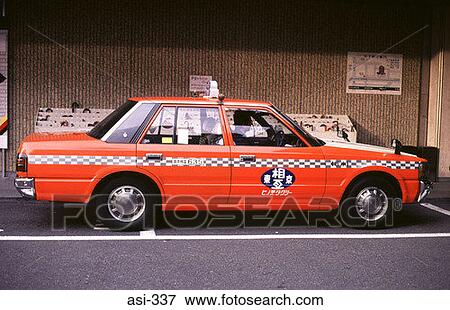 Red Taxi Tokyo Japan Asia View Large Photo Image Stock Photo - Red Taxi Tokyo Japan Asia. Fotosearch