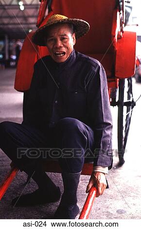 Rickshaw Puller Central Hong Kong View Large Photo Image Picture - Rickshaw Puller Central Hong Kong. Fotosearch