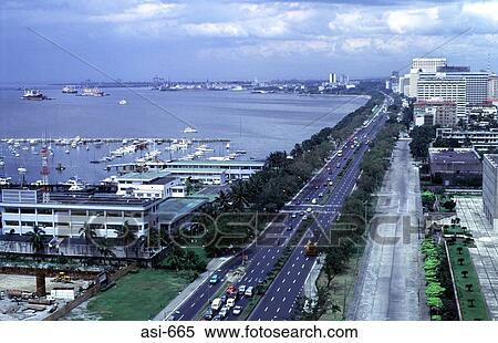 Stock Photography - Roxas Boulevard Manila Bay The Philippines Asia. Fotosearch