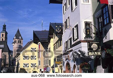 Shopping Street Kitzbuhel Austria View Large Photo Image Stock Photo - Shopping Street Kitzbuhel Austria. Fotosearch
