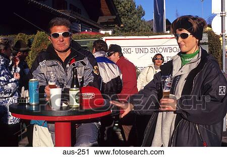 Skiers at Outdoor Cafe Austria View Large Photo Image Stock Image - Skiers at Outdoor Cafe Austria. Fotosearch