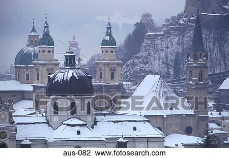 Snow Covered Cityscape Salzburg Austria View Large Photo Image Stock Image - Snow Covered Cityscape Salzburg Austria. Fotosearch