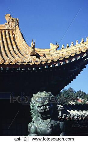 Stock Image - Statue of Lion by Summer Palace Beijing China. Fotosearch