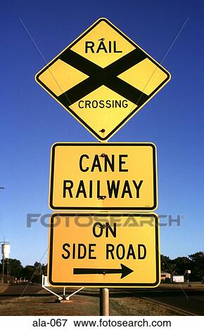 Sugar Cane Railway Level Crossing Warnings Australia Stock Photo Ala 067 Fotosearch