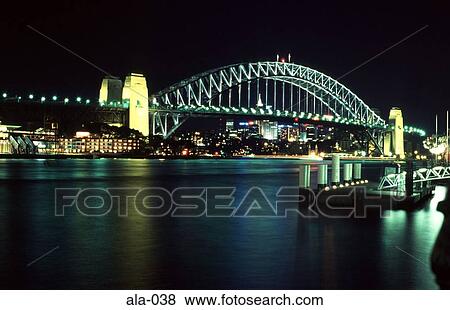Sydney Harbour Bridge Lit at Night Australia View Large Photo Image Stock Photo - Sydney Harbour Bridge Lit at Night Australia. Fotosearch