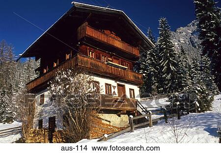 Tirolean House In Snow Alpback Austria View Large Photo Image Picture - Tirolean House In Snow Alpback Austria. Fotosearch