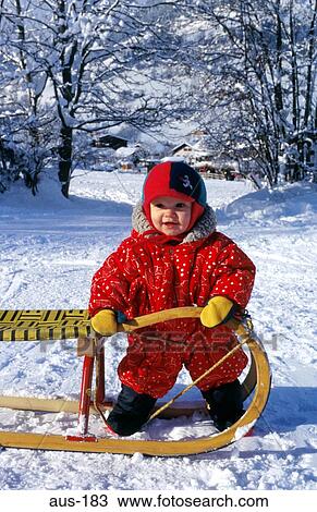 Toddler with Wood Sledge Austria View Large Photo Image Stock Image - Toddler with Wood Sledge Austria. Fotosearch