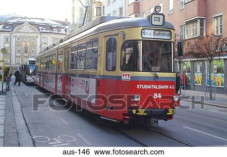 Tram on an Innsbruck Street Austria View Large Photo Image Stock Photograph - Tram on an Innsbruck Street Austria. Fotosearch