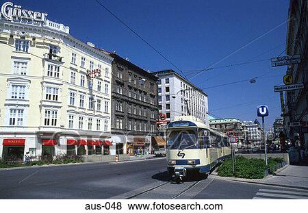 Tram (S-Bahn) on Vienna Street Austria View Large Photo Image Stock Photo - Tram (S-Bahn) on Vienna Street Austria. Fotosearch